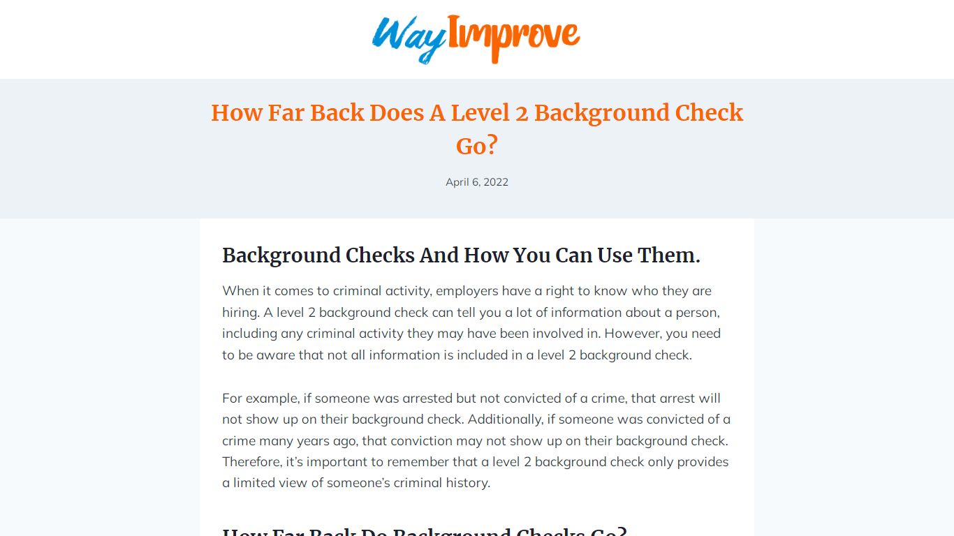 How Far Back Does A Level 2 Background Check Go?